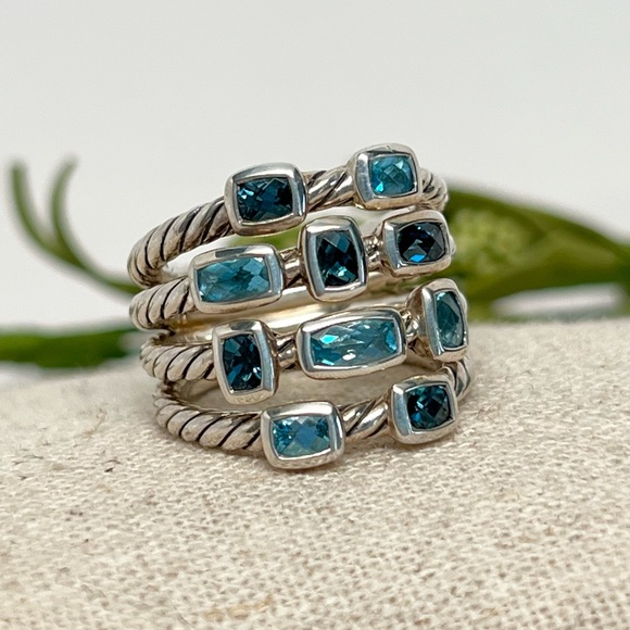 David Yurman Jewelry - David Yurman 5 Row Confetti Ring Blue/Hampton Blue Topaz .925 Sterling Silver